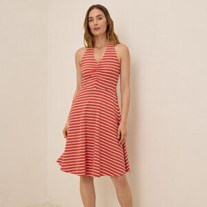 Pact Fit & Flare Gathered Halter Dress
